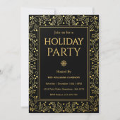 Minimalist Black & Gold Holiday Gathering 招待状 (正面)
