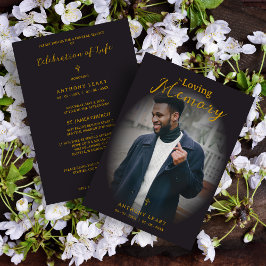 Minimalist Black Gradient Overlay Photo Funeral 招待状