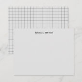 Minimalist Black Gray Grid Monogram Professional ノートカード (正面/裏面)