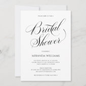 Minimalist Black Handwritten Script Bridal Shower 招待状 (正面)
