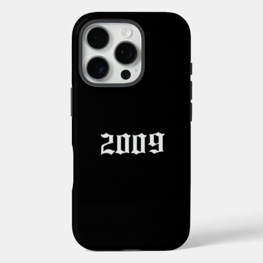 Minimalist Black iPhone Case with “2009” Gothic Case-Mate iPhoneケース (裏面)