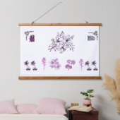 Minimalist Black Lily Botanical Line Art Illustrat 吊り下げ型タペストリー (寝室)