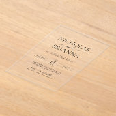 Minimalist Black Modern Classic Wedding アクリル招待状 (レイダウン)