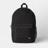 Minimalist Black Monogram プリントバックパック (正面)