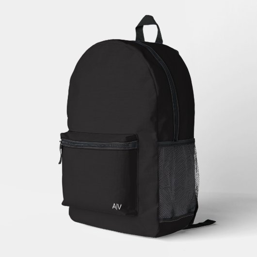 Minimalist Black Monogram プリントバックパック (裏面右端)