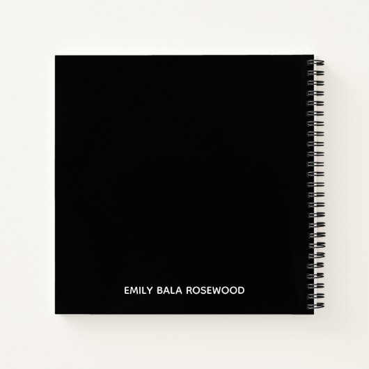 Minimalist Black Monogram Name Design ノートブック (裏面)