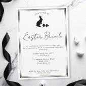 Minimalist Black On White Bunny Easter Brunch 招待状