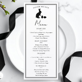 Minimalist Black On White Bunny Modern Easter Menu メニュー