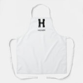 MINIMALIST BLACK ONE LETTER MONOGRAM NAME WHITE エプロン (正面)