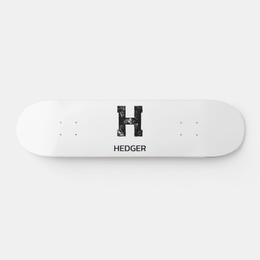 MINIMALIST BLACK ONE LETTER MONOGRAM NAME WHITE スケートボード (横)