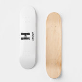 MINIMALIST BLACK ONE LETTER MONOGRAM NAME WHITE スケートボード (正面)