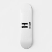 MINIMALIST BLACK ONE LETTER MONOGRAM NAME WHITE スケートボード (正面)