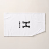MINIMALIST BLACK ONE LETTER MONOGRAM NAME WHITE ハンドタオル (ハンドタオル)