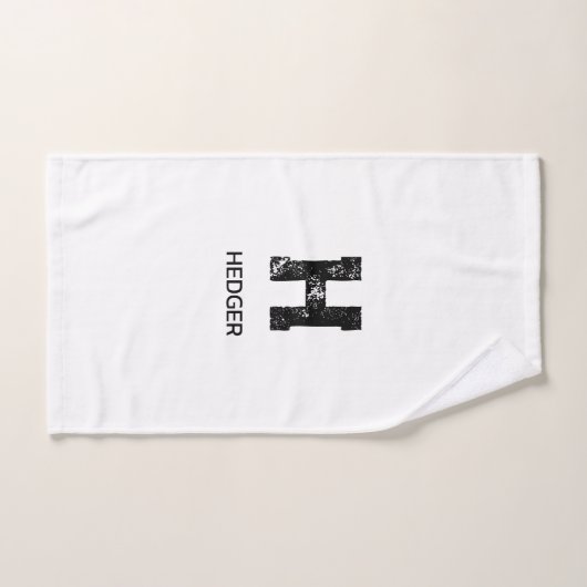 MINIMALIST BLACK ONE LETTER MONOGRAM NAME WHITE ハンドタオル (ハンドタオル)
