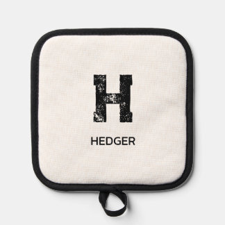 MINIMALIST BLACK ONE LETTER MONOGRAM NAME WHITE 鍋敷き