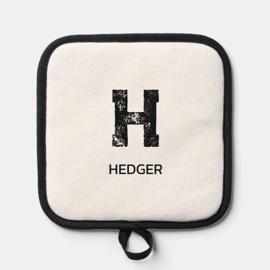 MINIMALIST BLACK ONE LETTER MONOGRAM NAME WHITE 鍋敷き (正面)