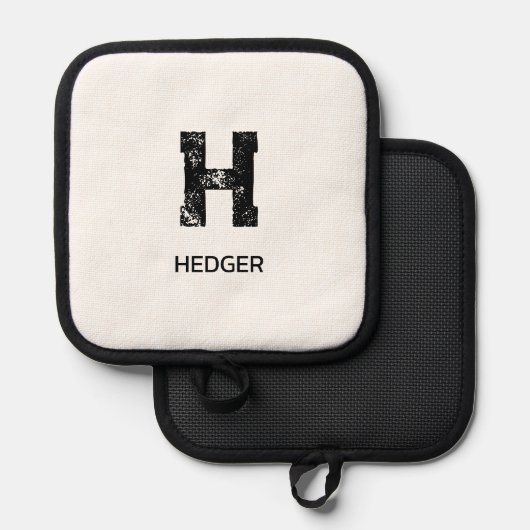 MINIMALIST BLACK ONE LETTER MONOGRAM NAME WHITE 鍋敷き (正面/裏面)