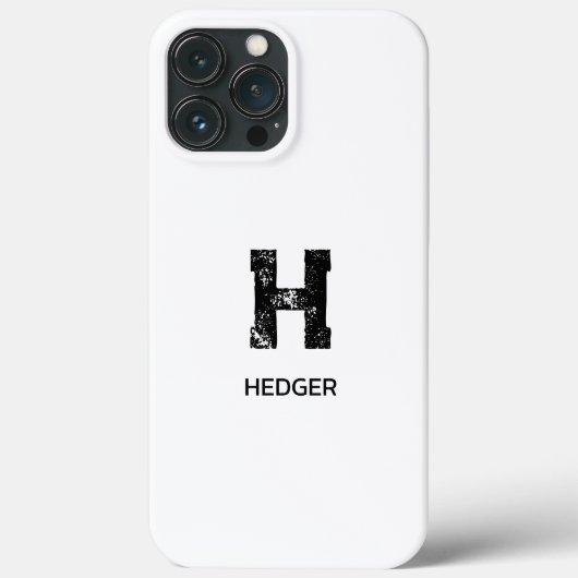 MINIMALIST BLACK ONE LETTER MONOGRAM NAME WHITE Case-Mate iPhoneケース (裏面)