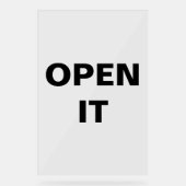 Minimalist Black Open Sign Modern Typography アクリルサイン (正面)
