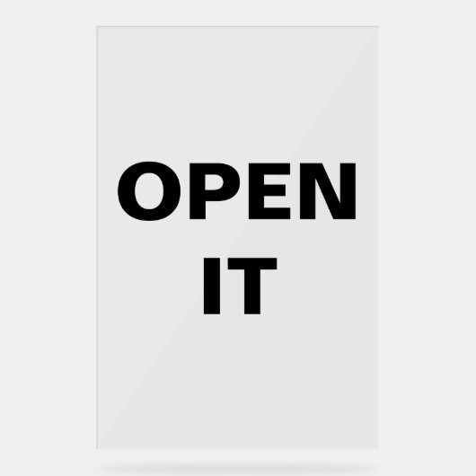 Minimalist Black Open Sign Modern Typography アクリルサイン (正面)