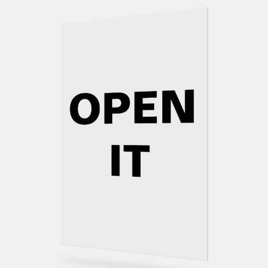 Minimalist Black Open Sign Modern Typography アクリルサイン (傾斜)