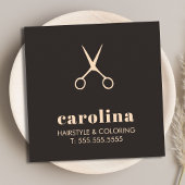 Minimalist Black Pastel Scissors HairStylist スクエア名刺