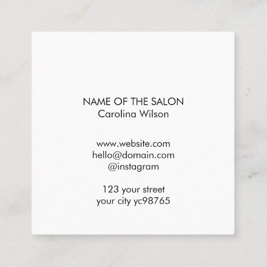 Minimalist Black Pastel Scissors HairStylist スクエア名刺 (裏面)