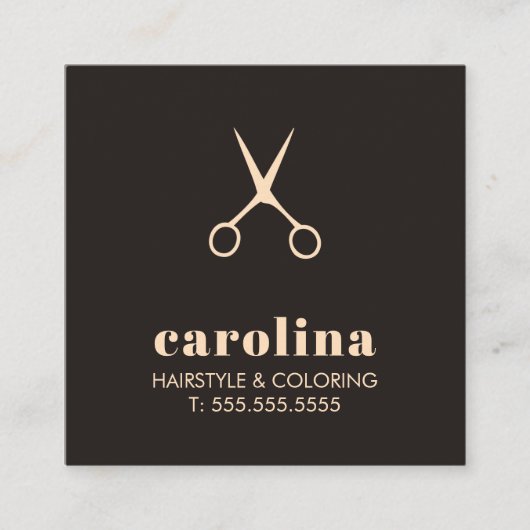 Minimalist Black Pastel Scissors HairStylist スクエア名刺 (正面)