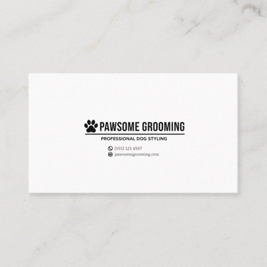 Minimalist Black Paw Logo Professional Dog Groomin 名刺 (正面)