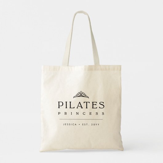 Minimalist Black Personalized Pilates Princess トートバッグ (裏面)
