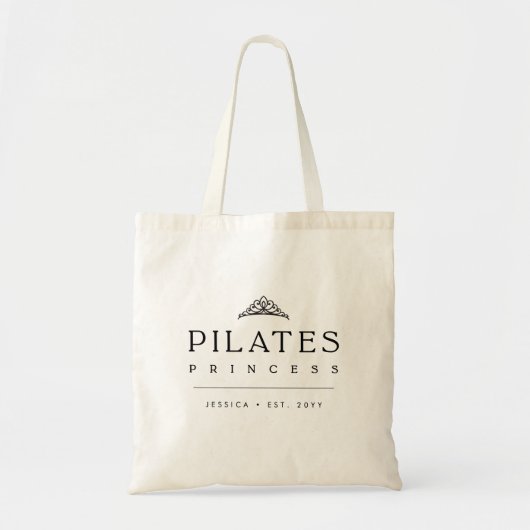Minimalist Black Personalized Pilates Princess トートバッグ (正面)