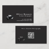 Minimalist Black Photographer QR Code  名刺 (正面/裏面)