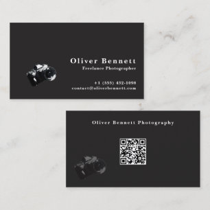 Minimalist Black Photographer QR Code 名刺