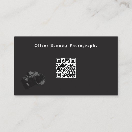 Minimalist Black Photographer QR Code 名刺 (裏面)