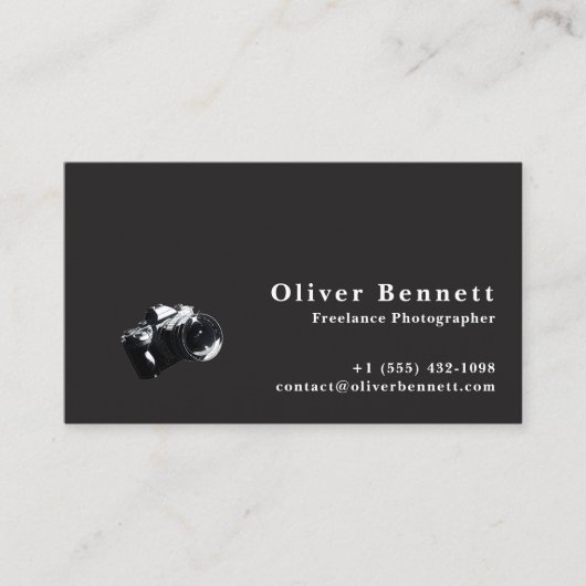 Minimalist Black Photographer QR Code 名刺 (正面)