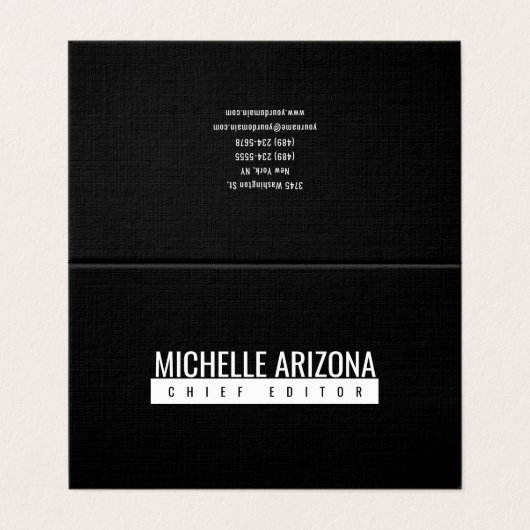 Minimalist Black Professional Modern Premium Linen 名刺 (外部フラット)