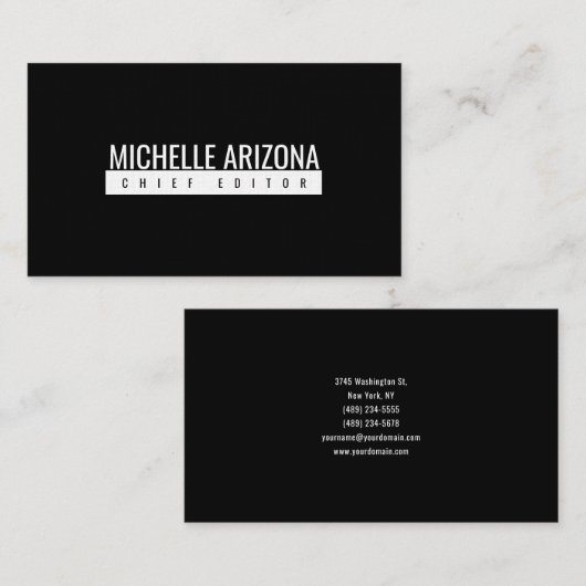 Minimalist Black Professional Modern Premium Linen 名刺 (正面/裏面)