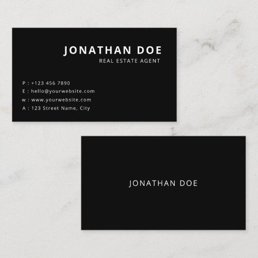 Minimalist Black Realtor Professional  名刺 (正面/裏面)