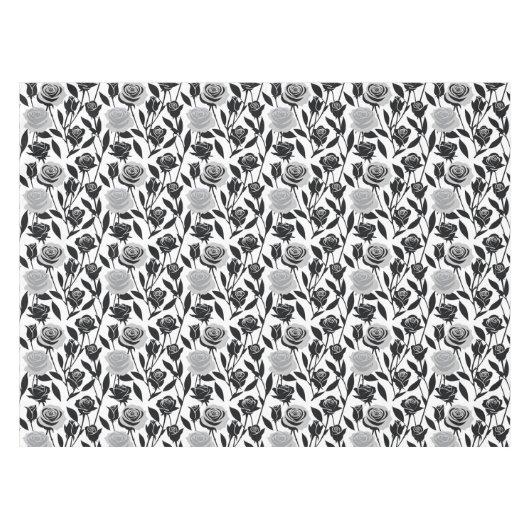 Minimalist Black Roses With Light Gray Stems  テーブルクロス (正面(横))