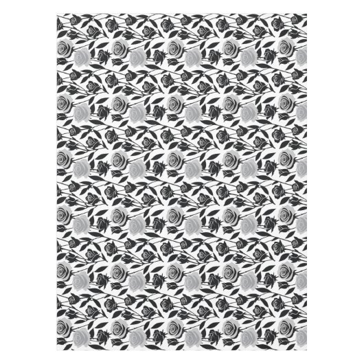 Minimalist Black Roses With Light Gray Stems  テーブルクロス (正面)