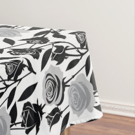 Minimalist Black Roses With Light Gray Stems  テーブルクロス
