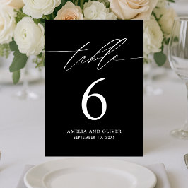 Minimalist Black Script Table Number Card テーブルナンバー