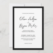 Minimalist Black Script White Background Wedding 招待状 (正面)