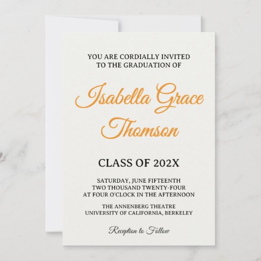 Minimalist Black Serif Typography Class of 2026 招待状 (正面)