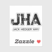 MINIMALIST BLACK THREE LETTER MONOGRAM NAME CLEAR シール (シート)