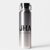 MINIMALIST BLACK THREE LETTER MONOGRAM NAME SILVER ウォーターボトル (背面)