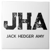 MINIMALIST BLACK THREE LETTER MONOGRAM NAME WHITE タイル (正面)