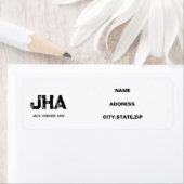 MINIMALIST BLACK THREE LETTER MONOGRAM NAME WHITE ラベル (インサイチュ)