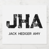 MINIMALIST BLACK THREE LETTER MONOGRAM NAME WHITE リキュールボトルラベル (シングルラベル)