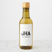 MINIMALIST BLACK THREE LETTER MONOGRAM NAME WHITE ワインラベル (正面)